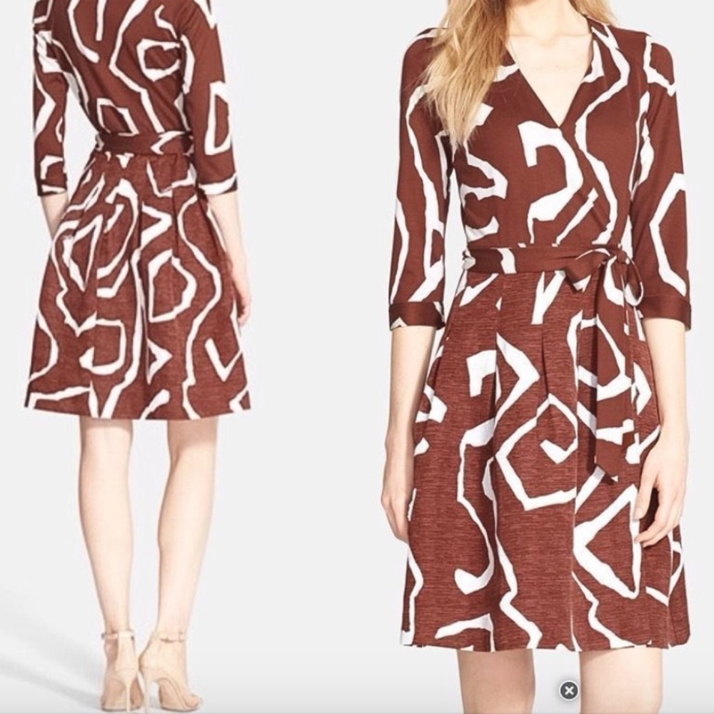 DVF wrap dress cotton-linen-silk sz 6 NWOT